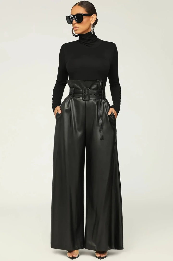 Margaux | Pantalon en simili-cuir avec taille haute